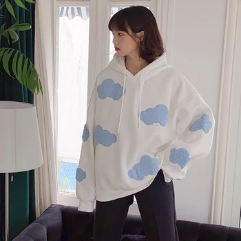 2Colors 2020 m. rudens ir žiemos korėjos stiliaus animaciją coudy plius aksomo thicking hoodies moteriški megztiniai ir puloveriai (F4121)