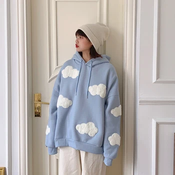 2Colors 2020 m. rudens ir žiemos korėjos stiliaus animaciją coudy plius aksomo thicking hoodies moteriški megztiniai ir puloveriai (F4121)