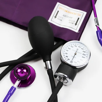 Violetinė Medicinos kraujospūdžio matuoklis BP Manžetai Slėgmačio Aneroid Sphygmomanometer Mielas Dual Galvos Kardiologijos Stetoskopas