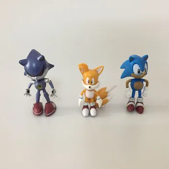 6Pcs/Set/7cm Sonic Veiksmų Skaičius, Lėlės Anime PVC Sonic Šešėlis Uodegos Ženklų Žaislai Mėgstamą Vaikų Modelį Kalėdų Dovana