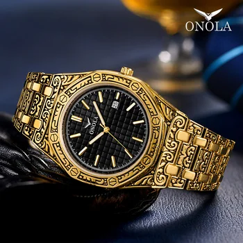 ONOLA prekės derliaus žiūrėti žmogus vandeniui Originalus plieno juosta laikrodis mados atsitiktinis prabanga aukso mens watch relogio masculino