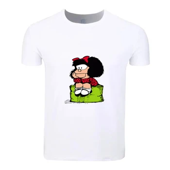 Mafalda Mados Medvilnės Didelis Dydis Studentų Vasaros Marškinėliai Trumpomis Rankovėmis Vyrų, Moterų, Berniukų, Mergaičių Marškinėliai Tees Vaikai Marškinėlius