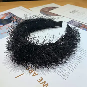 Naujas korėjos Kietų Plaukų Juostos Moterų Mados Platus Pusėje Mazgas Lankelis Merginos ažūrinės figūrinių Pliušinis Hairband Plaukų Lankelis Plaukų Aksesuarai
