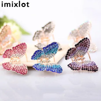 Imixlot Crystal Butterfly Letena Formos Plaukų Clips Moterų, Mergaičių, Žavesio plaukų segtukai kalnų krištolas Hairclips Plaukų Accessoties