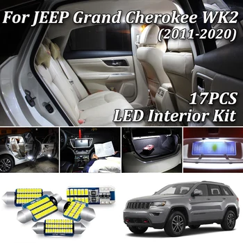 17Pcs Balta Klaidų Canbus Už Jeep Grand Cherokee WK2 LED Interjero Dome Žemėlapis Šviesos + Licenciją Plokštelės Lempa Rinkinį (2011-2020 m.)