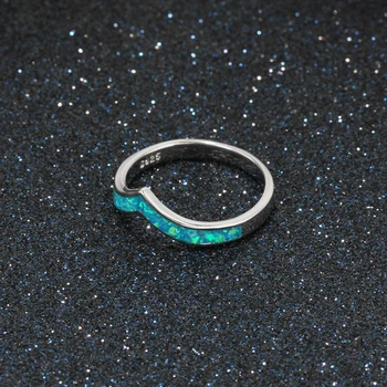 Madinga Nauja Grynas 925 Sterlingas Sidabro Fine Jewelry Mėlyna Geometrijos Opalas Žiedai, Sužadėtuvių, Vestuvių Papuošalai, Aksesuarai Moterims Mergina