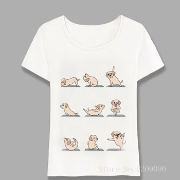 Labradoro Retriveris Yog Meno Marškinėliai Mielos Moterys t-shirt Juokingas Šuo Dizaino Laisvalaikio Viršūnes Hipster Tees Hip-Hop T-Shirt Harajuku
