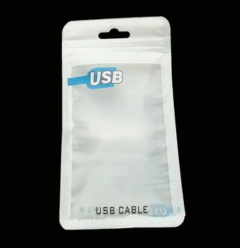 200pcs/daug 7.5*12 cm Užtrauktukas Plastikiniai Mažmeninė maišelis Pakuotės pakabinti skylę Poli pakuotės USB kabelis poli opp pakavimo maišelis