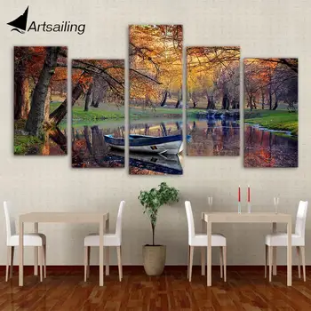 ArtSailing 5 skydelis drobė sienos meno Miško, vandens Dažymas, Skirtą Kambarį Namuose Apdaila plakatai ir spausdina drobė meno ny-2094