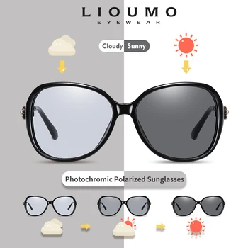 LIOUMO Markės dizaino Moterų Photochromic Akiniai nuo saulės, Poliarizuoti Kelionės Vairavimo Glasse Negabaritinių Anti-glare lunette de soleil 