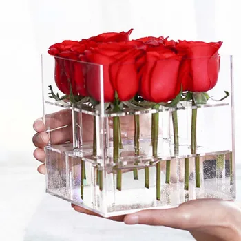 Naują įrašą Akrilo Gėlių Lange Antakių Pieštukų Dėžutę Ir Įdėti Kosmetikos Makiažas Organizatorius Crisper Dovanų Dėžutė Valentino Dieną