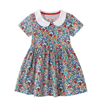 VIDMID kūdikių mergaičių vasaros šalis suknelės vaikams medvilnės trumpomis rankovėmis drabužius, suknelės mergaitėms, vaikams, Gėlių suknelės, drabužiai W01