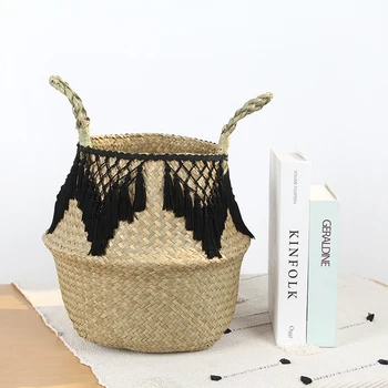 Medvilniniai Daugiafunkcinis rankinėje vytelių krepšelį Seagrass Skalbinių Krepšį, Gamtos Rotango Gėlių Krepšelis Vaza Sodinamoji Darželio Puodą