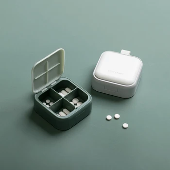 Nešiojamų Medicina Dėžutė su Dangteliu Mini Uždaromos Dulkėms Tabletes Balionėlis Saugojimo Bylos Kelionės Tinklai 4 Tabletės Sub-box Narkotikų Bakas