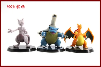 TAKARA TOMY Pokemon modelis 6pcs/set Pikachued Mewtwo Charizard Venusaur Blastoise Anime lėlės veiksmų Skaičius, PVC, Žaislai, dovanos vaikams