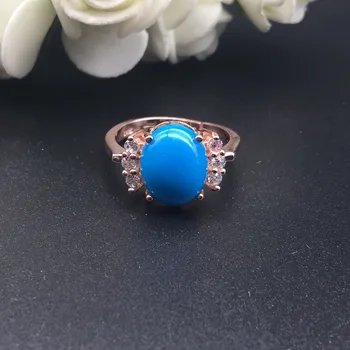 Gamtos Turquoises Žiedas Pritvirtintas Keturiais Mėlyna Akmenys su Metalo Žiedas Aukštos klasės Išvaizdą