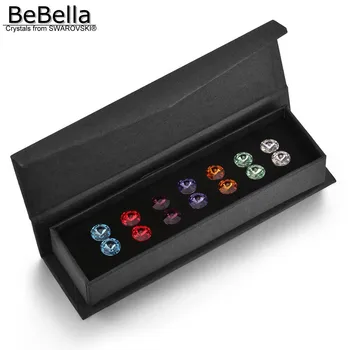 BeBella 0.8 cm Savaitės Round Stud Auskarai Nustatyti Sukurtas su Kristalais iš Swarovski 7 spalvų moterų, mergaičių mados dovana