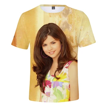 Rholycrown Spausdinti 3D t-shirt Moterims, vyrams, Selena Gomez T-Shirt 3D Hip-Hop Trumpas Rankovės Tees Merginos Harajuku Vasaros marškinėliai XXS-4XL