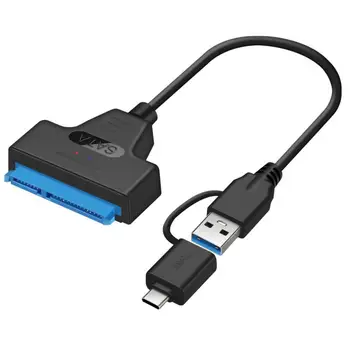 Sata USB Kabelis Sata Į USB 3.0 Adapteris Adekvačius 2.5 Colio Išorinis SSD HDD Kietojo Disko USBC Į SATA 2 In 1 Adapteris, Skirtas Staliniams
