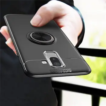 Samsung Galaxy J8 2018 J810F Atveju Automobilio Savininkas Stovėti Magnetinis Laikiklis Piršto Žiedas Silikoninis TPU Case Cover 