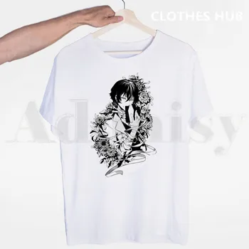 Bungou Benamių Šunų Osamu Dazai Anime Hipster Vyrų Marškinėliai O-kaklo Atsitiktinis Vasaros T-shirt Vyras Moteris Tees Viršūnės